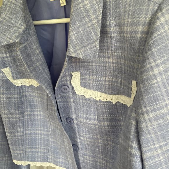 Western check jacket and mini skirt set with lace trim detail - Picture 11 of 11